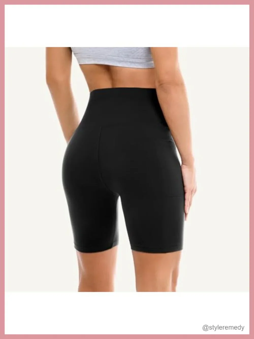2 Pack High Waisted Tummy Control Biker Shorts with Pockets - Picture 3 of 4